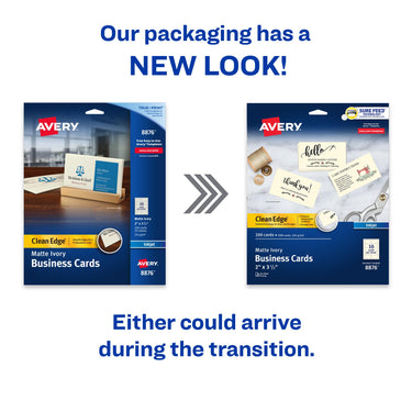 Avery Clean Edge Printable Business Cards with Sure Feed Technology, 2